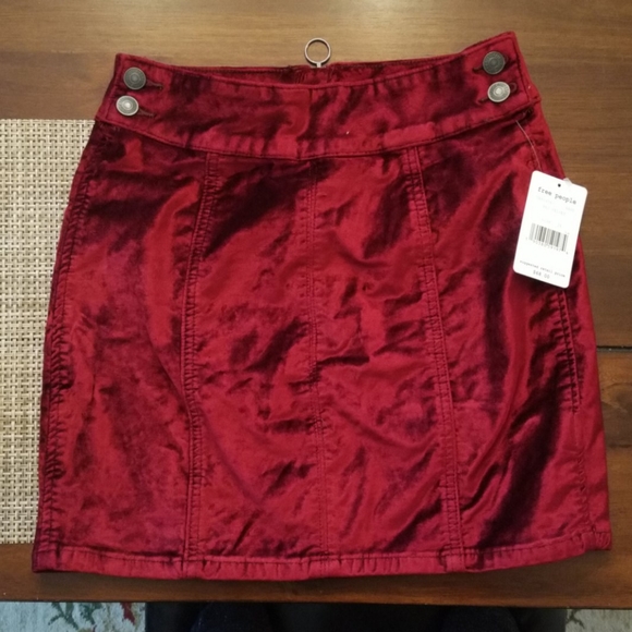Free People Dresses & Skirts - Free People high waist red velvet skirt